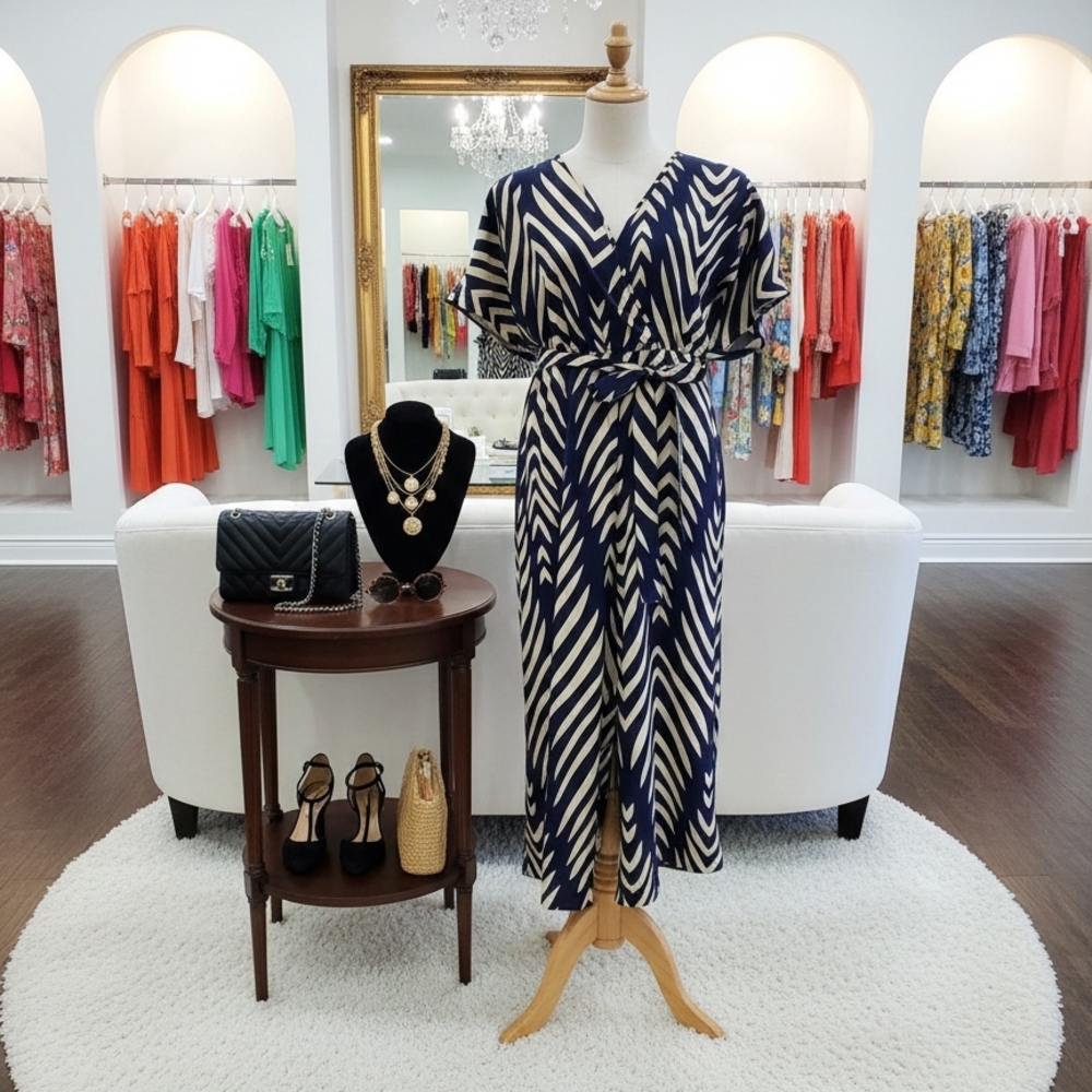 SHEIN Curve Zebra Print Wrap Jumpsuit | Tie Waist… - image 1